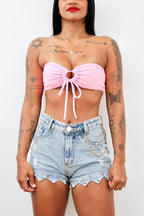 Top Amarração 3 em 1 Rosa Bebe
