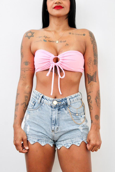 Top Amarração 3 em 1 Rosa Bebe